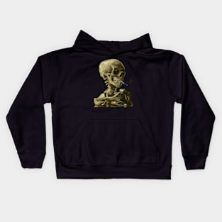 Skeleton with a burning cigarette - Van Gogh Kids Hoodie